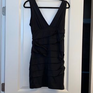 Sexy Black Bodycon Ruched Dress M